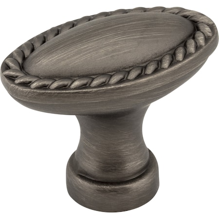 Elements 1-3/8" Overall Length Brushed Pewter Oval Rope Detailed Lindos Cabinet Knob Z115L-BNBDL